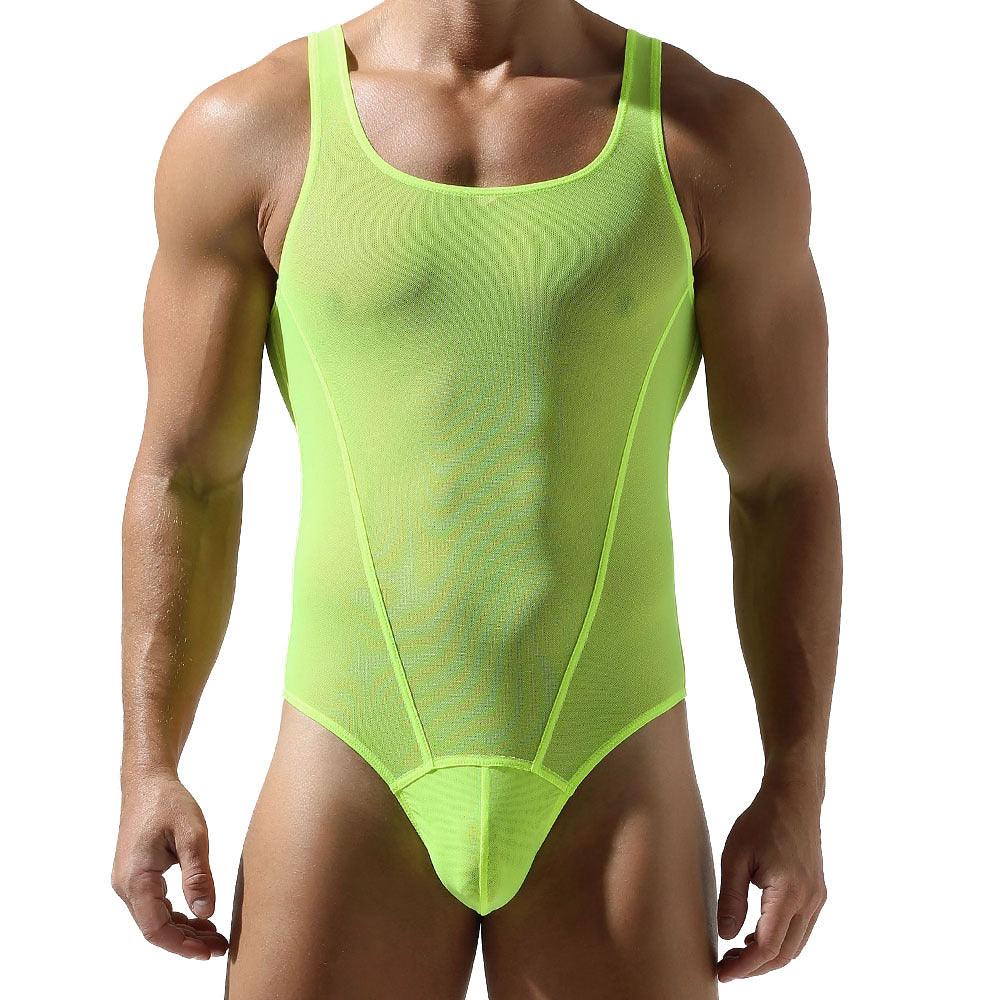 Men's Mesh Solid Color Fitness Bodysuit - LTY021 - YDressup