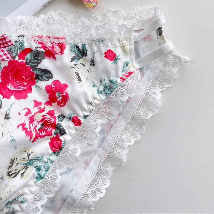 Fancy Floral Satin Lace Men's Panties - FU016