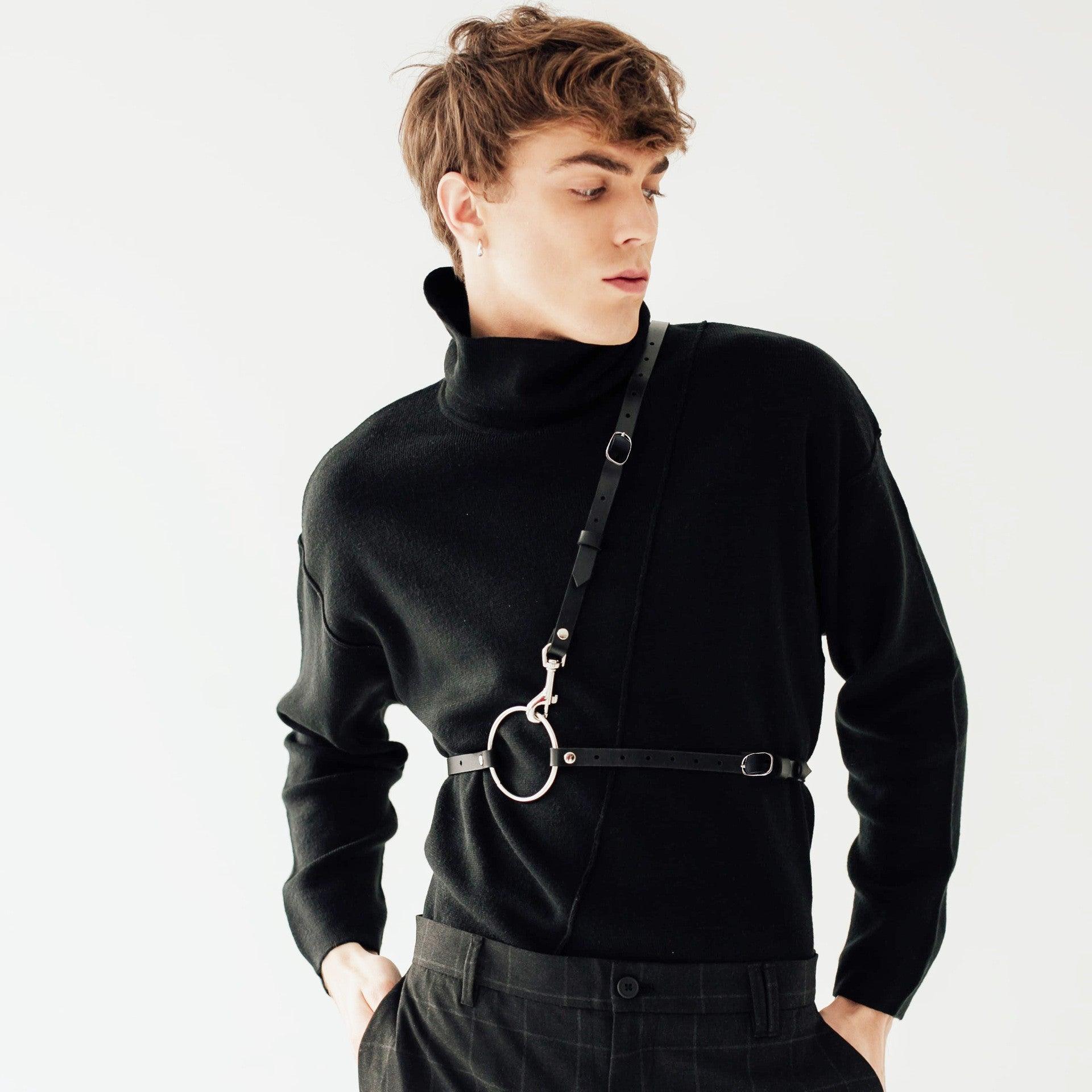 Men's Leather Harness Wearing Suit Adjustable Chest Harness - KB001