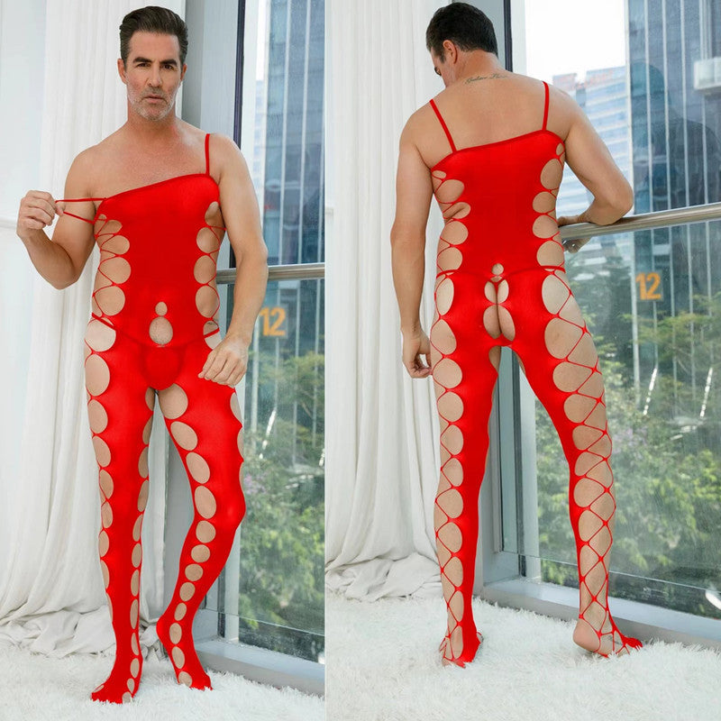 Men's Crotchless One-Piece Suspender Stockings - LTW020 - YDressup