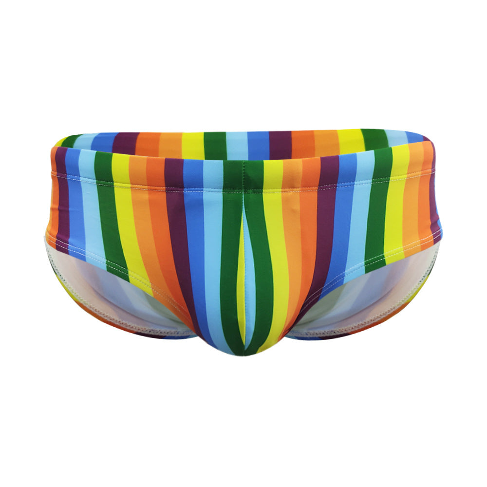 Rainbow Striped Bikini Swim Briefs - YK004