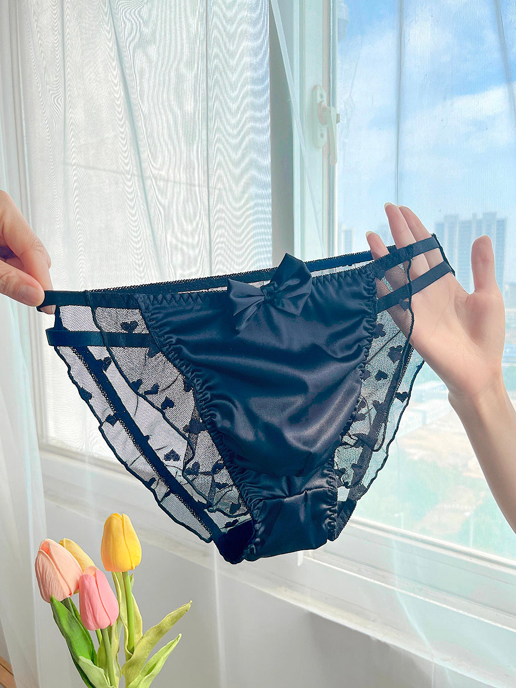 Satin Frilly Men’s Panties with Lace Trim - FU009