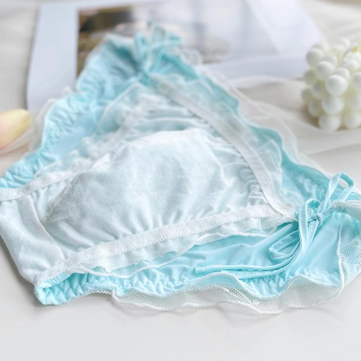 Femboy Satin Side-Tie Panties with Frilly Ruffles - FU004