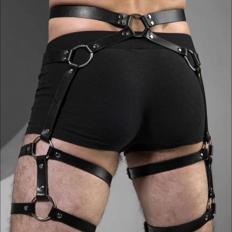 Leather Thigh Leg Garters Belt Harness Punk Body Cage - KB002