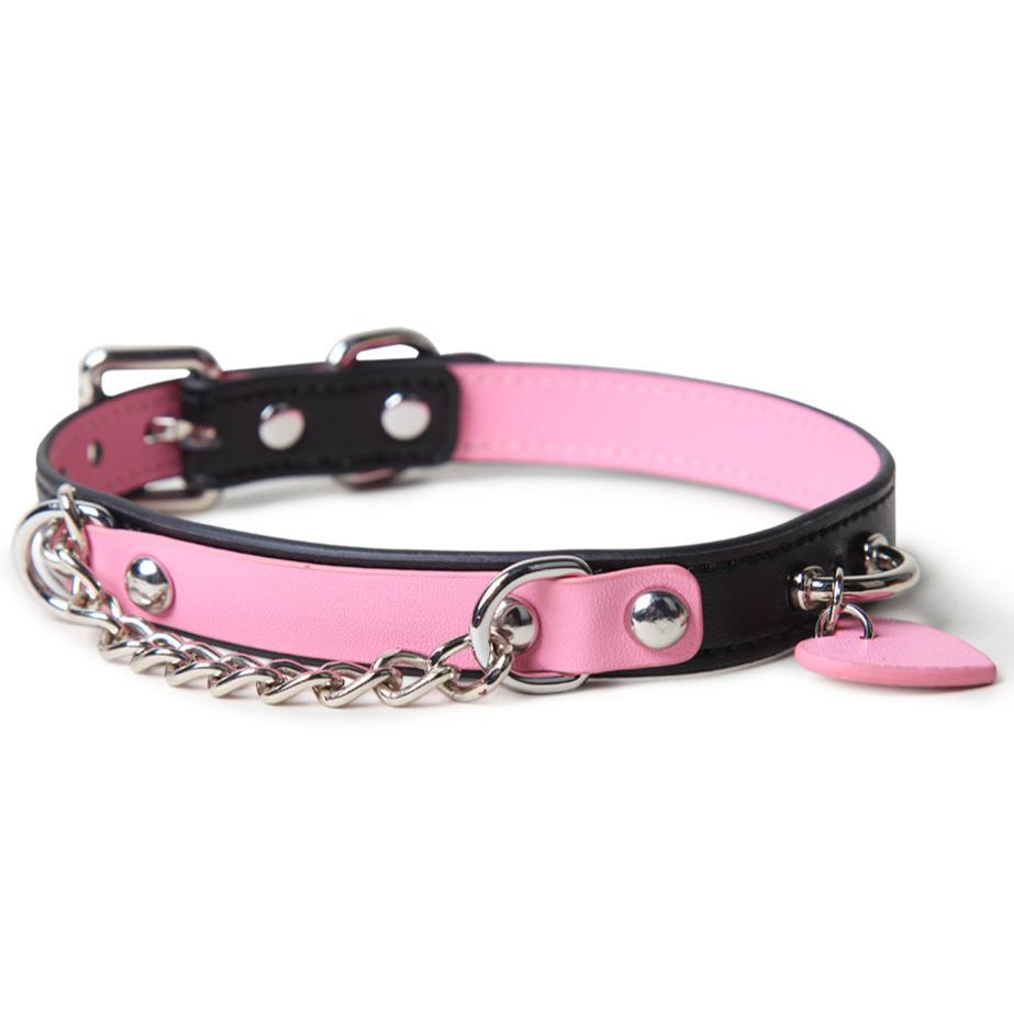 Genuine Leather BDSM Collar with Leash - PJ010 - YDressup