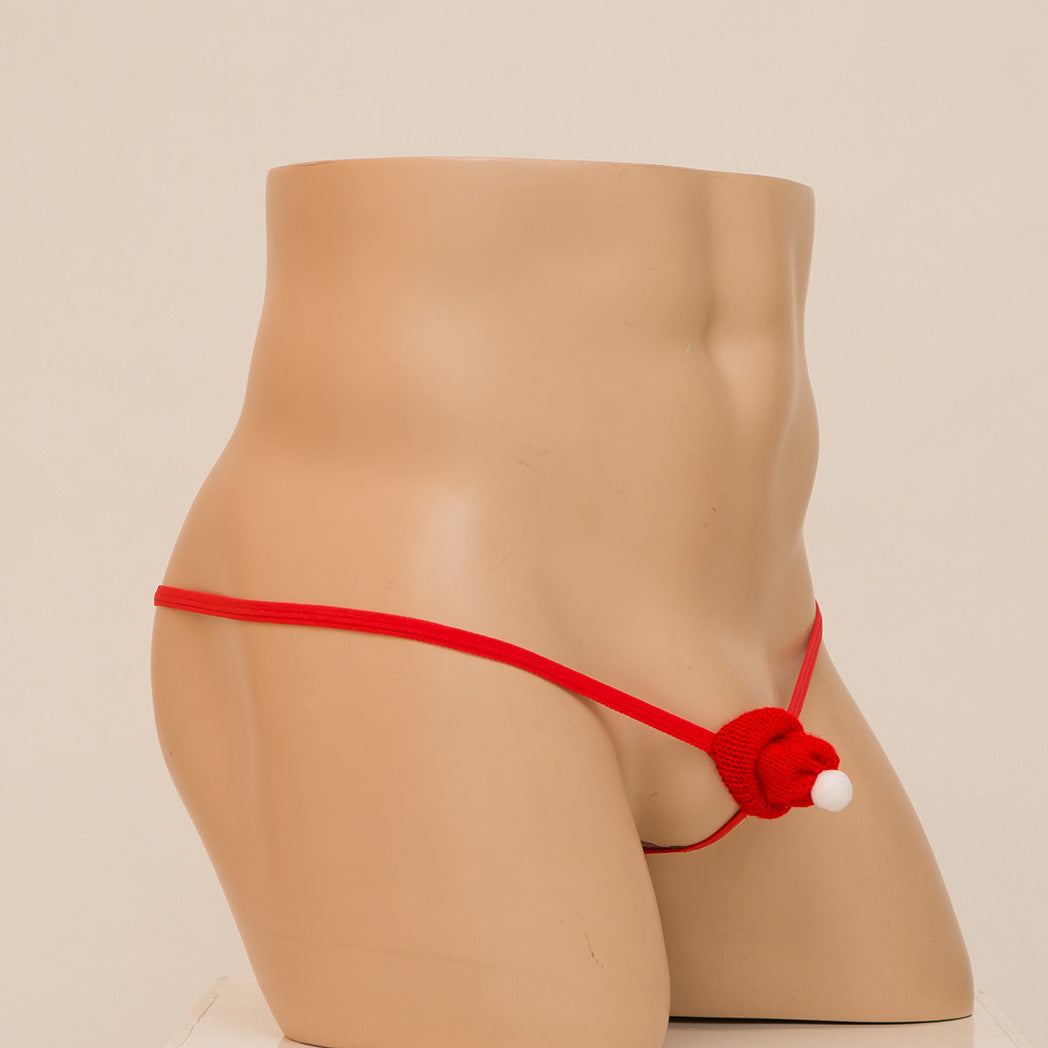 Men’s Santa Hat Underwear – Hollow Out Thong - GZK032