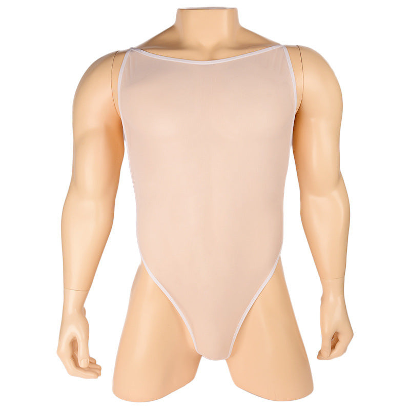 Men's Sheer Mesh Spaghetti Strap Bodysuit - LTY051 - YDressup