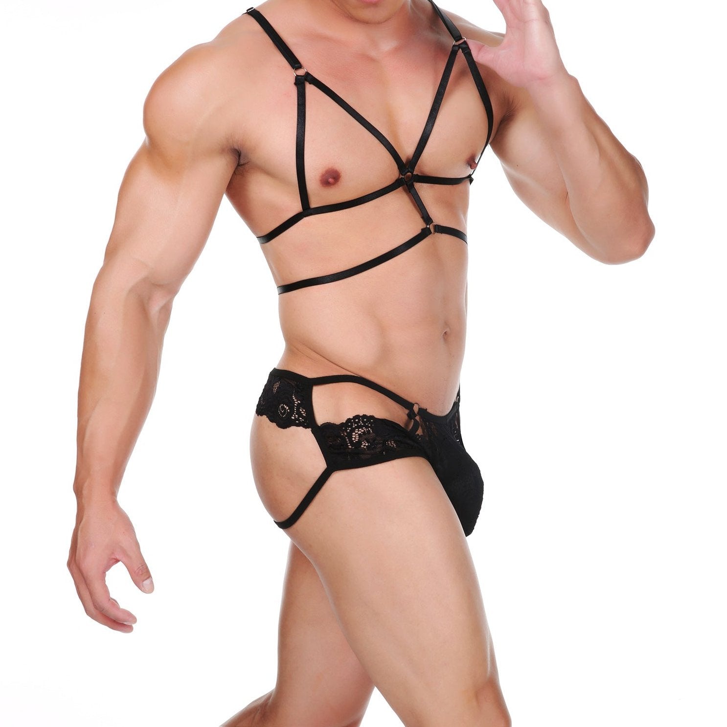 Men's Lace Bra Thongs Underwear Suit - YNY142