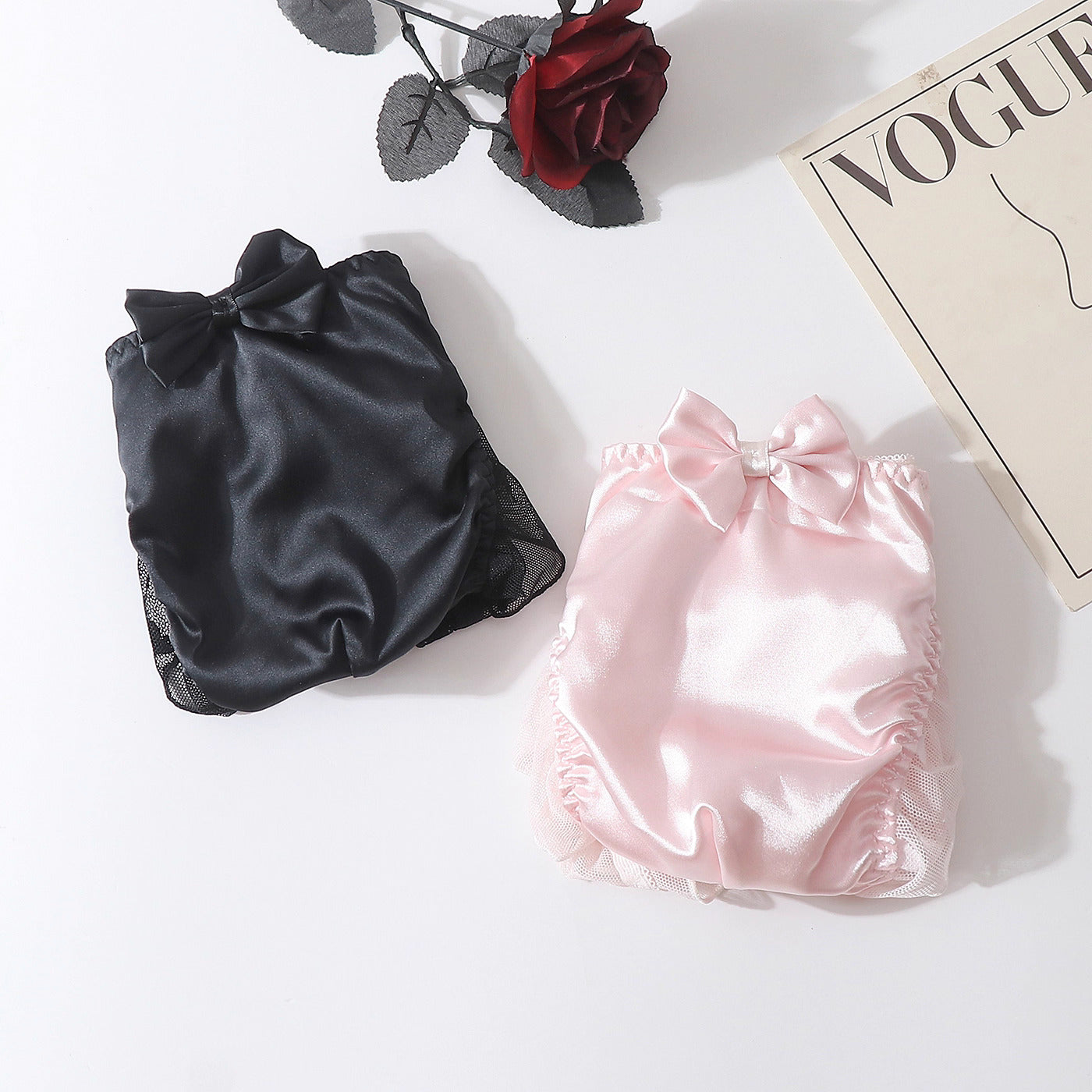 Satin Frilly Men’s Panties with Lace Trim - FU009