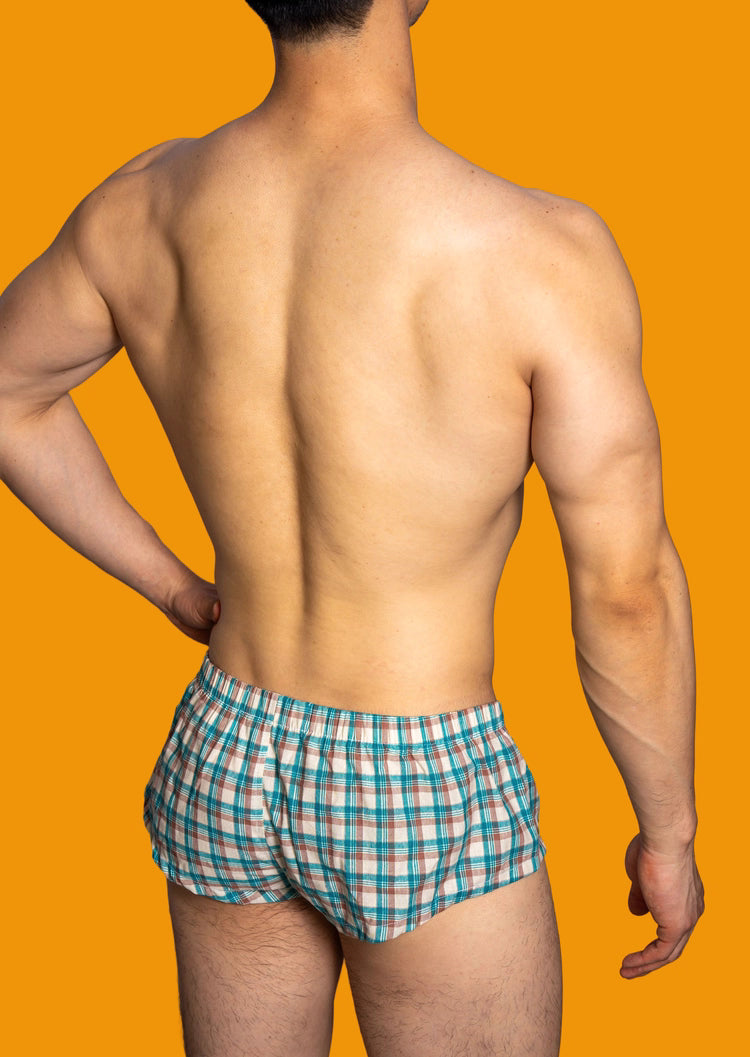 Men's Low-Rise Plaid Simple Home Boxer Briefs - PJK042