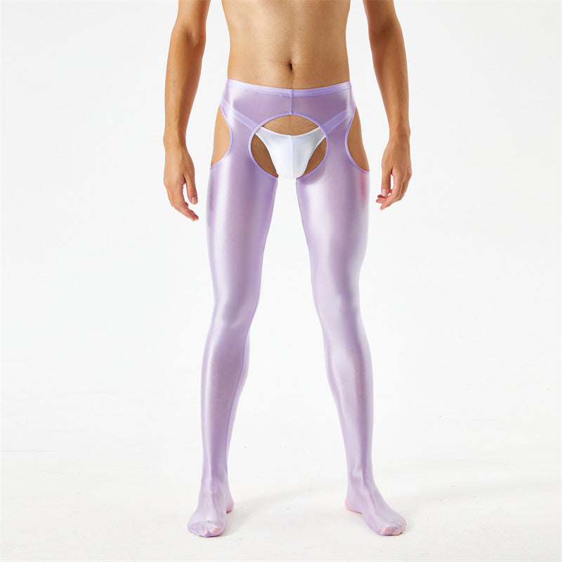 Unisex Glossy Smooth Hollow Out Crotchless Bodystocking Erotic Lingerie - CW001 - YDressup