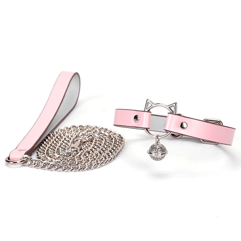 Adjustable PU Leather K9 BDSM Collar with Leash - PJ036