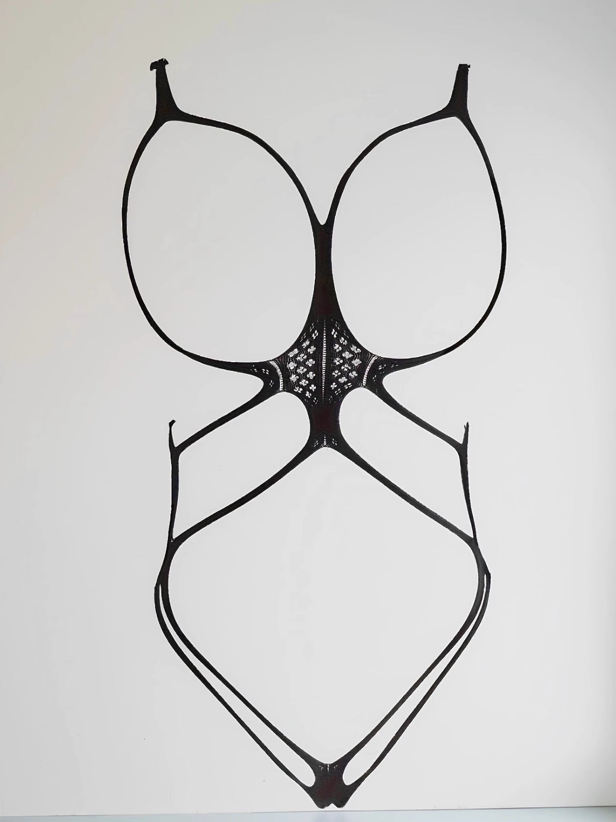 Schwarzes Fischernetz-Bodysuit-Strümpfe-Set - LTW021