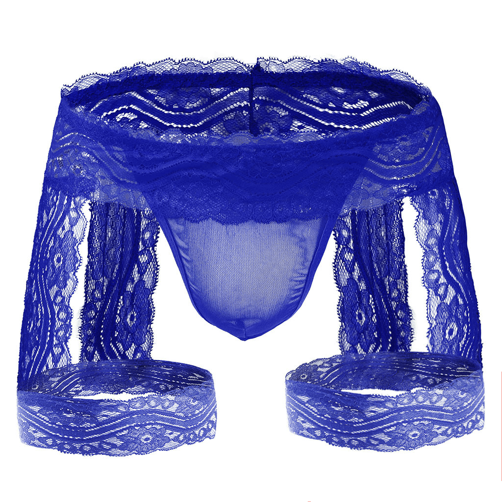 Men’s Sheer Lace Underwear Sexy See-Through Pouch Briefs - HDZ036
