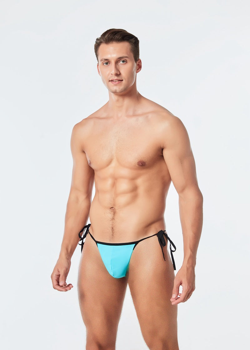 Men's Side Tie Solid Colour Triangle Swim Bikini - YK051 - YDressup