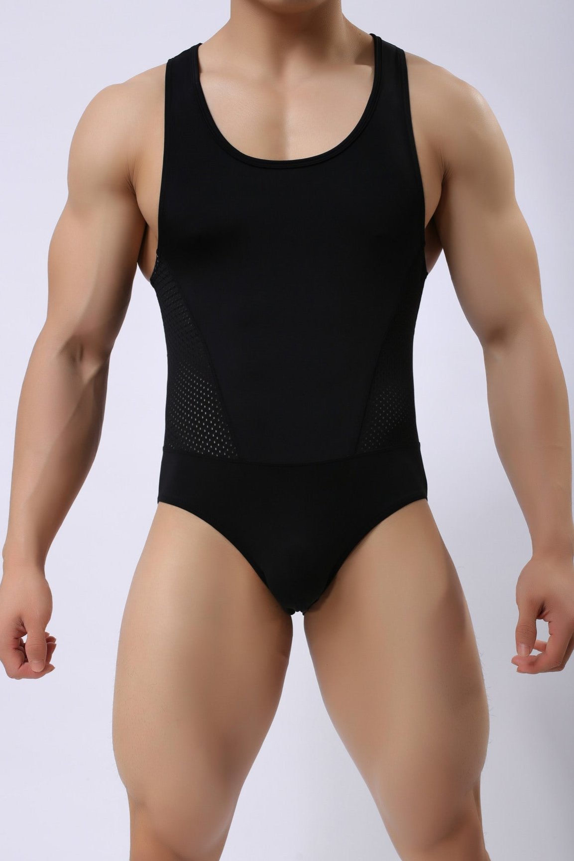 Men's Mesh Solid Color Fitness Bodysuit - LTY031 - YDressup