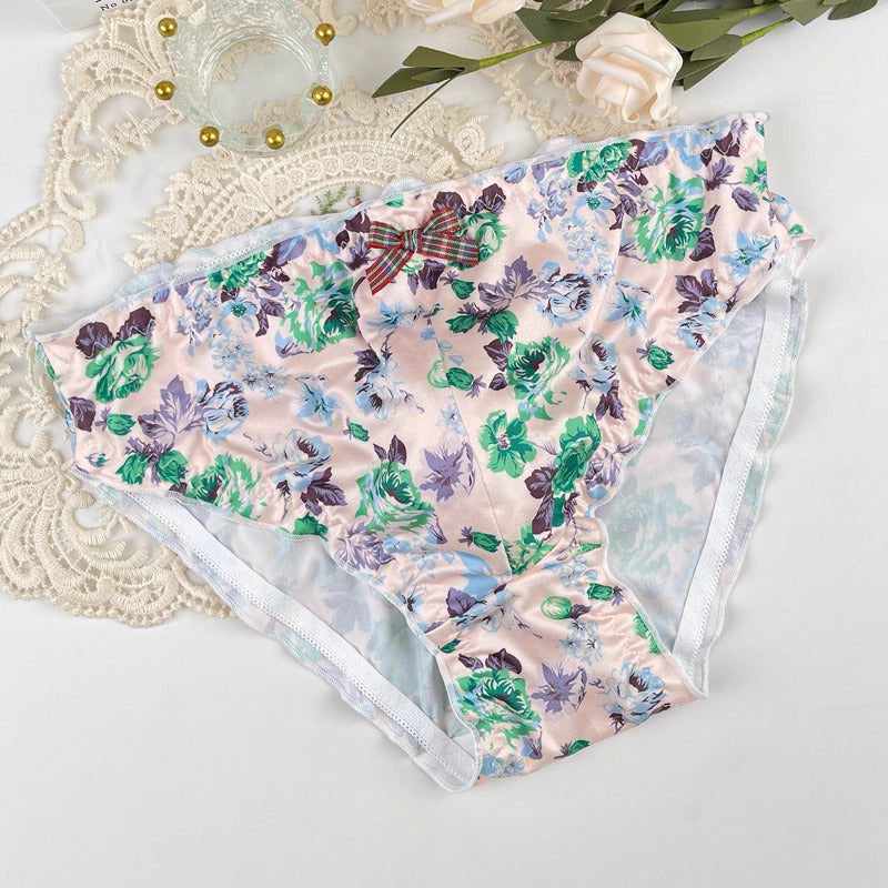 Fancy Floral Satin Lace Men's Panties - FU016