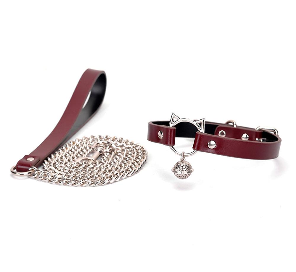 Adjustable PU Leather K9 BDSM Collar with Leash - PJ036