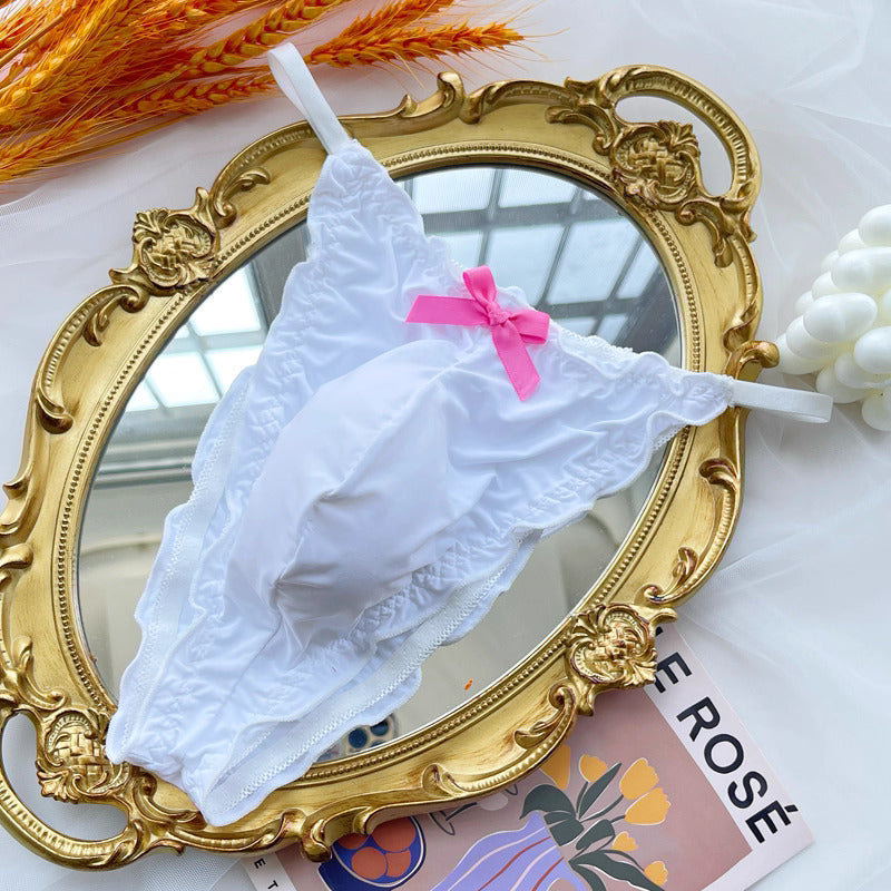 Cute Bow Ice-Silk Femboy Panties - FU002