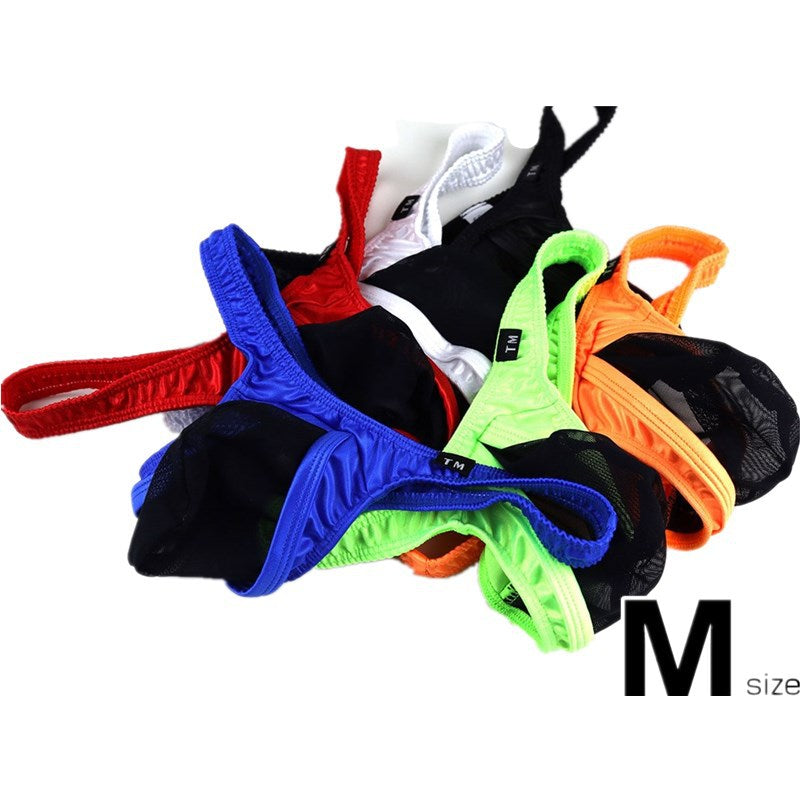 Men's Low Rise Thong with Bulge Mesh Panels - DZK026 - YDressup