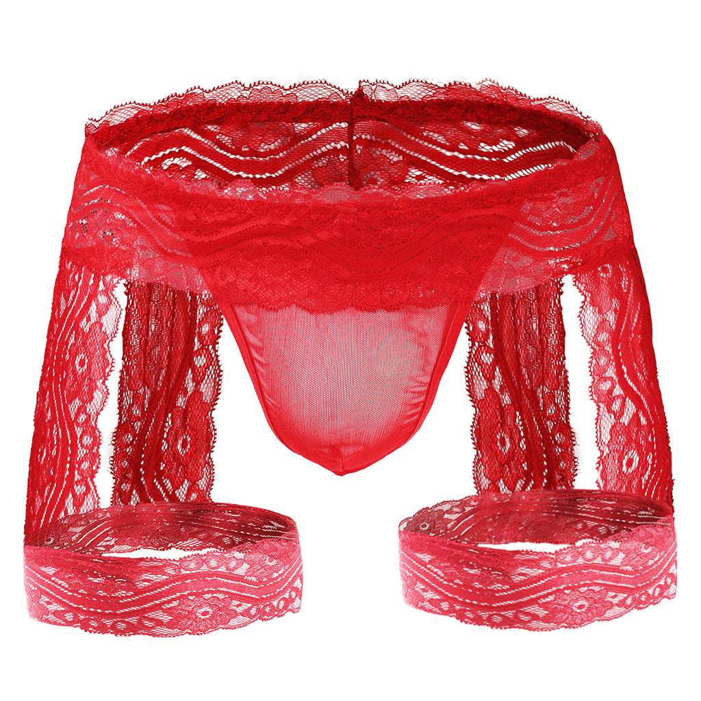 Men’s Sheer Lace Underwear Sexy See-Through Pouch Briefs - HDZ036