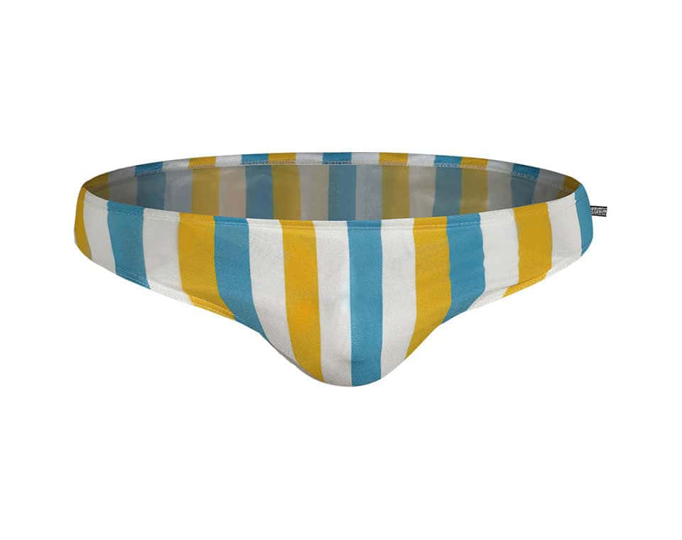 Men's Aquatic Rhythms Striped Swim Briefs - YK019 - YDressup