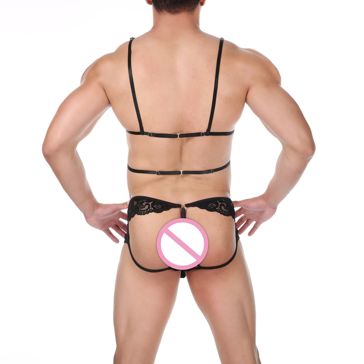Men's Lace Bra Thongs Underwear Suit - YNY142