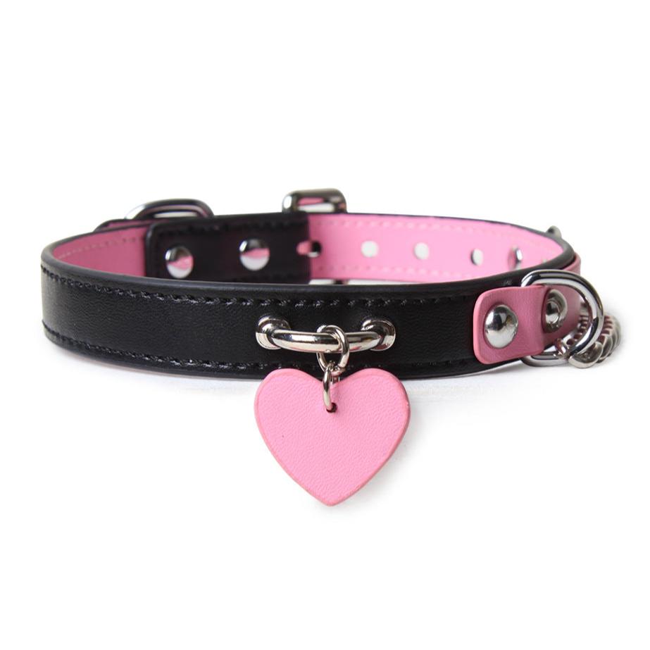 Genuine Leather BDSM Collar with Leash - PJ010 - YDressup