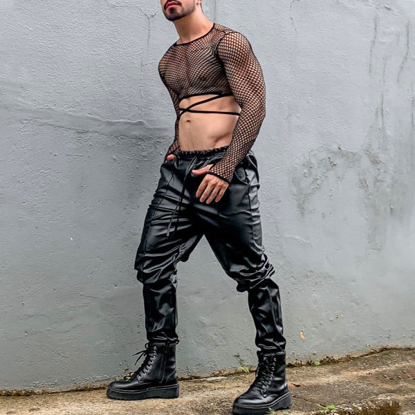 Men's Sheer Mesh Short Sleeve Top - CT018 - YDressup