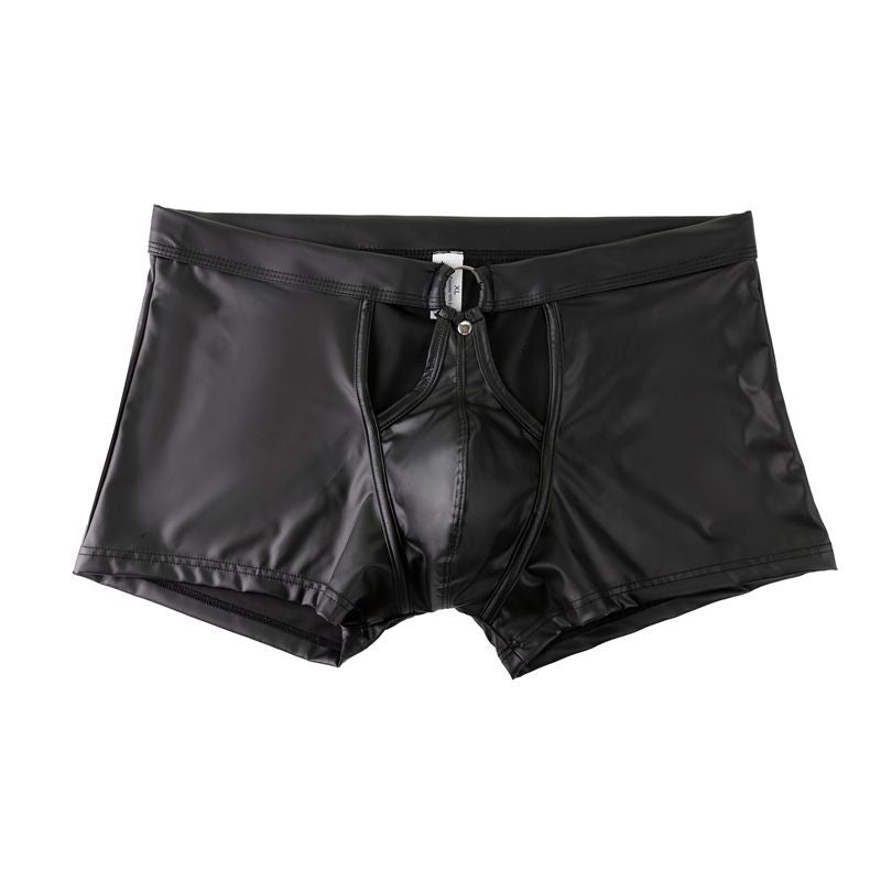 Men's Sexy Patent Leather Boxer Shorts - PJK034 - YDressup