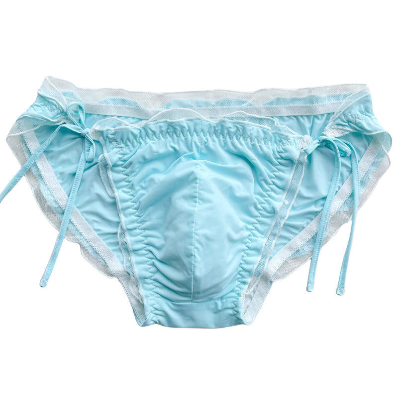 Femboy Satin Side-Tie Panties with Frilly Ruffles - FU004