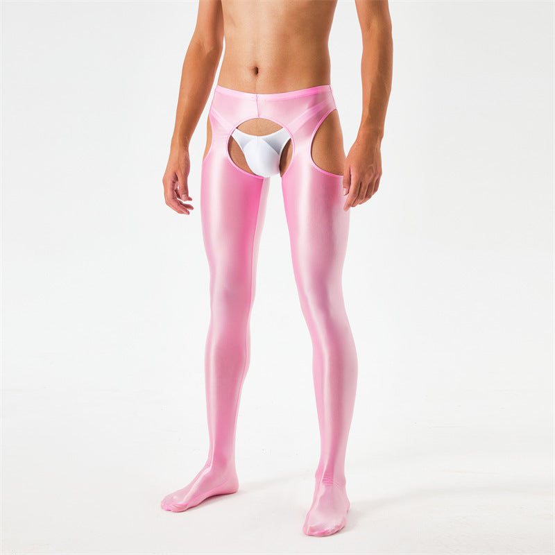 Unisex Glossy Smooth Hollow Out Crotchless Bodystocking Erotic Lingerie - CW001 - YDressup
