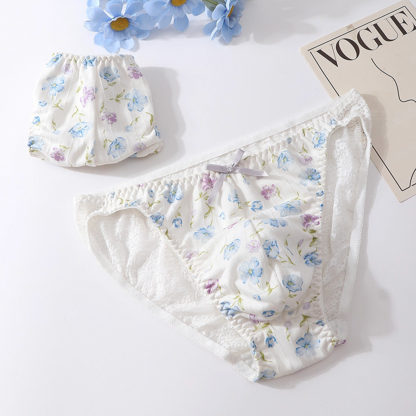 Femboy Floral Lace Thong with Pouch - PU010