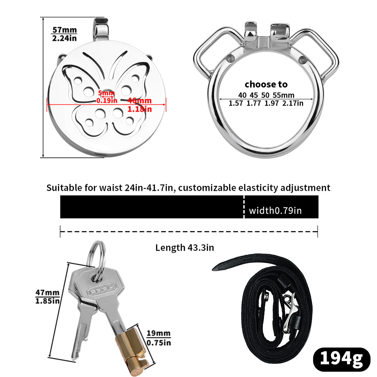 Steel Butterfly Inverted Chastity Cage with Urethral - YJS016