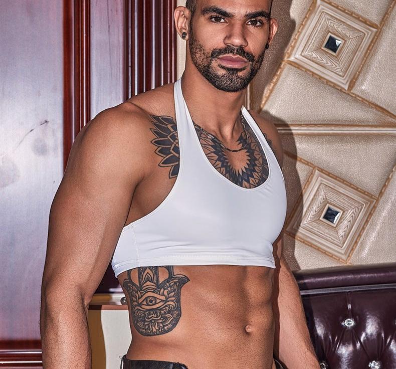 Men's Halter Neck Short Top Nightclub Sexy Lingerie - CT022 - YDressup