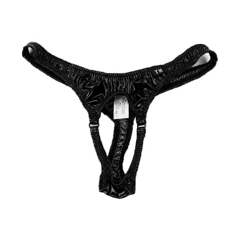 en's Patent Leather Thong with Iron Ring - DZK031 - YDressup