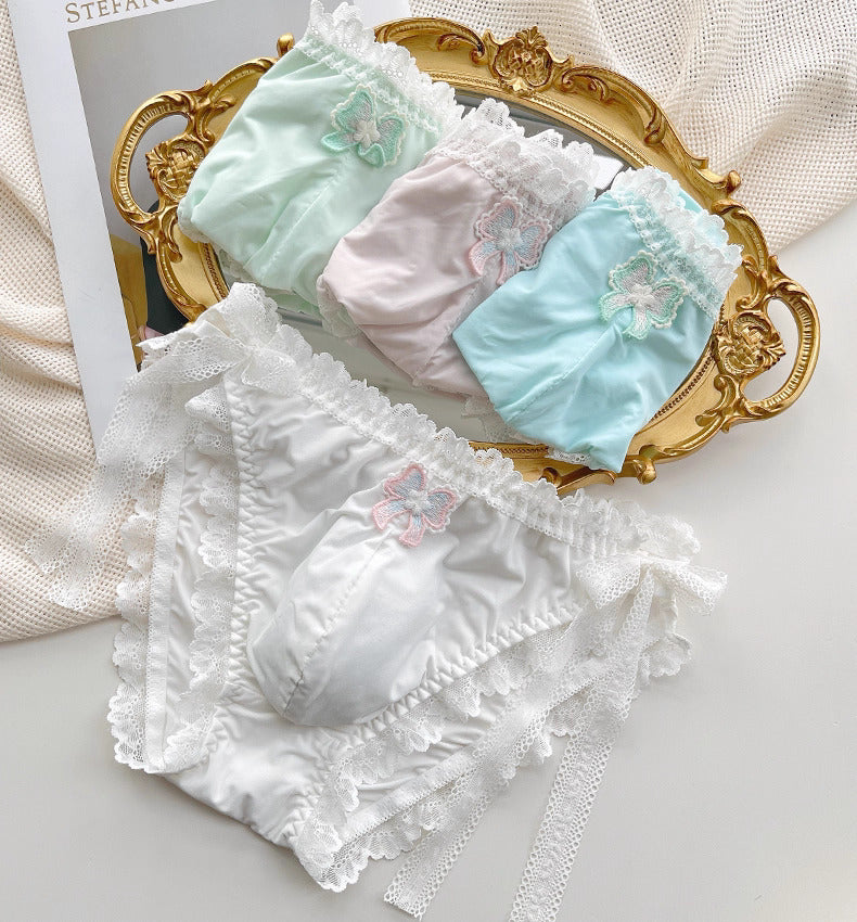 Luxury Lace Embroidered Briefs for Femboy - FU019