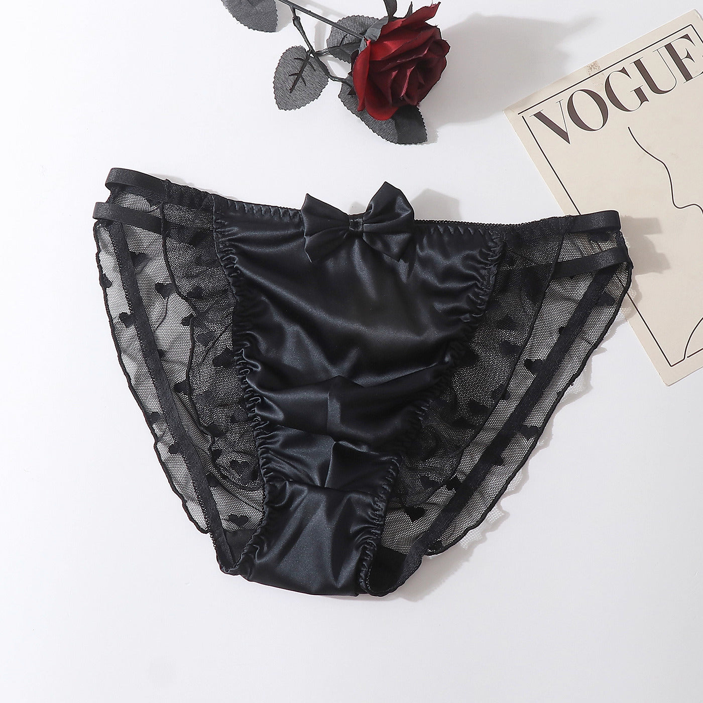 Satin Frilly Men’s Panties with Lace Trim - FU009