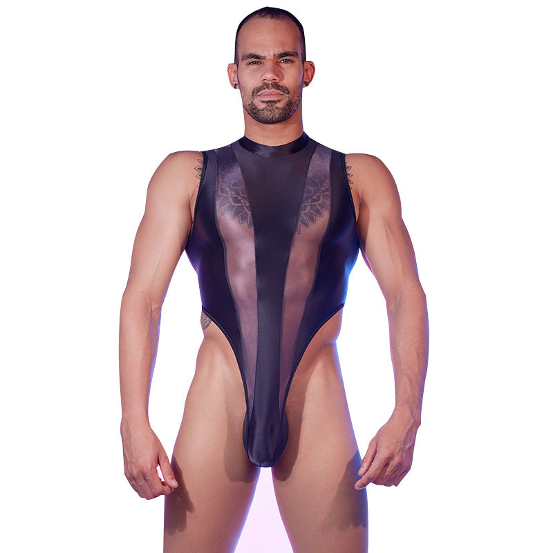 Men's Mesh Solid Color Fitness Bodysuit - LTY033 - YDressup