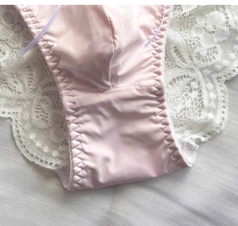 Femboy Lace Bow Triangle Panties with Pouch - FU014