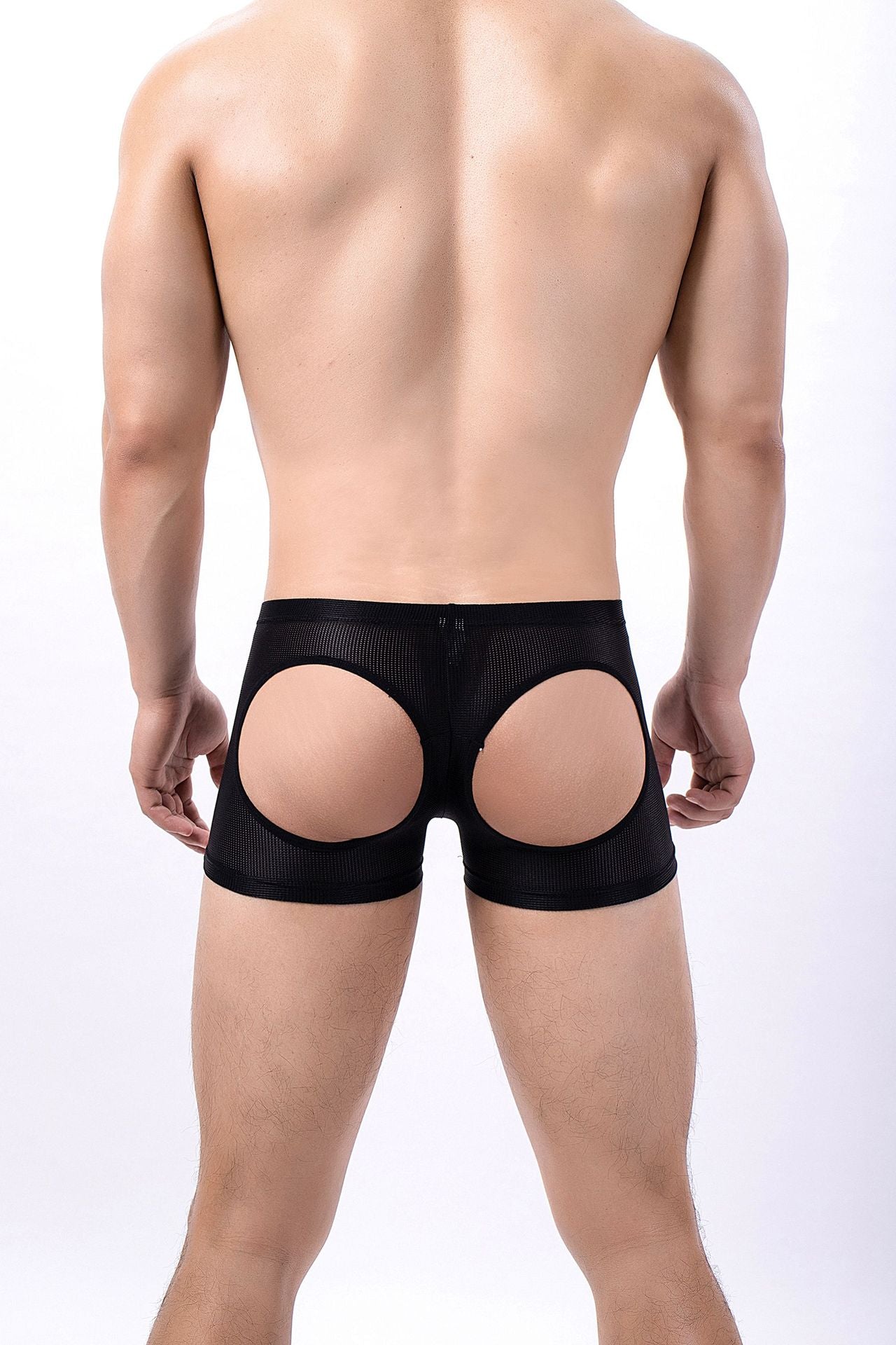 Men's Sexy Mesh Hip Hollow Boxer Briefs - PJK043