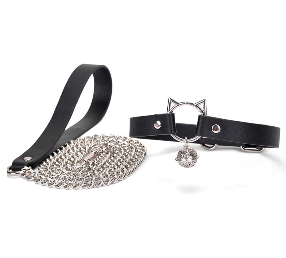 Adjustable PU Leather K9 BDSM Collar with Leash - PJ036