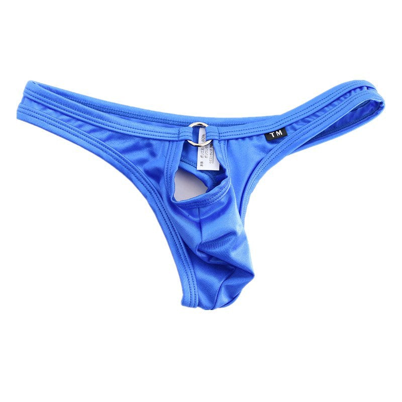Men's Ice Silk Low Waist Sheer Briefs with Pouch - DZK063 - YDressup