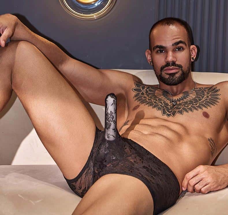 Men's Erotic Lace Back Ties Boxer Brief - PJK006 - YDressup