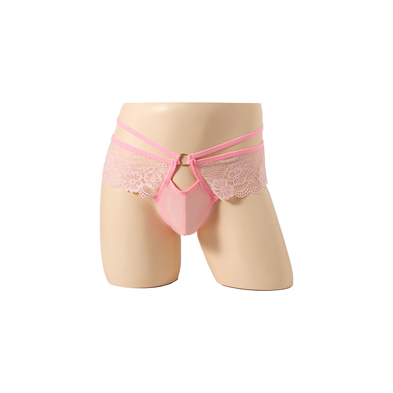 Men's Floral Lace Thong - Nylon & Spandex Stretch - GZK001 - YDressup
