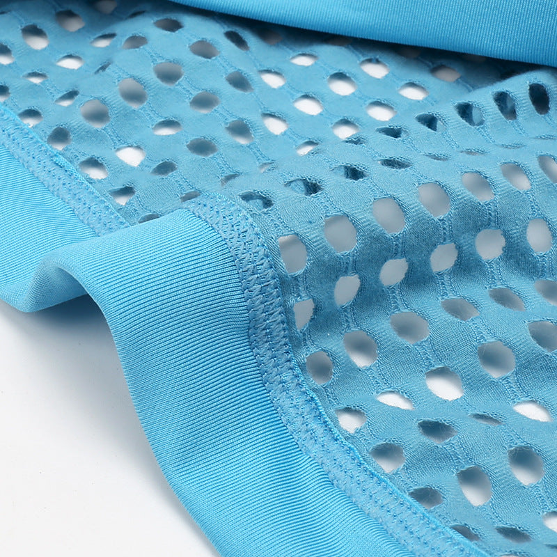 Sexy Underwear Mesh Breathable Boxer Briefs Soft Stretch Trunks - PJK025