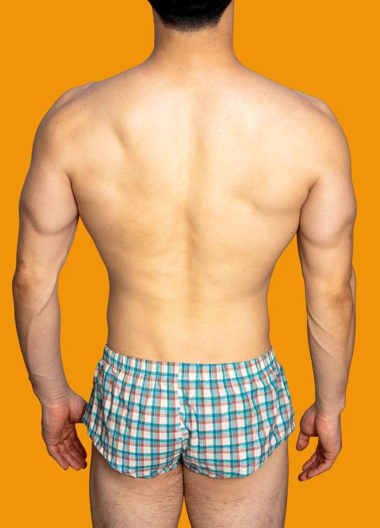Men's Low-Rise Plaid Simple Home Boxer Briefs - PJK042