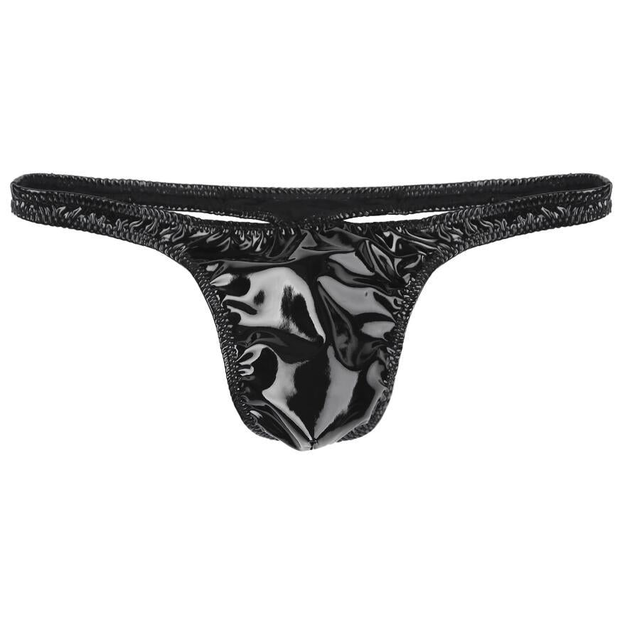 en's Patent Leather Thong with Iron Ring - DZK031 - YDressup