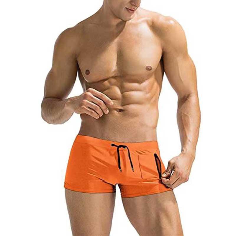 Solid Color Side Zip Swim Shorts - YK008