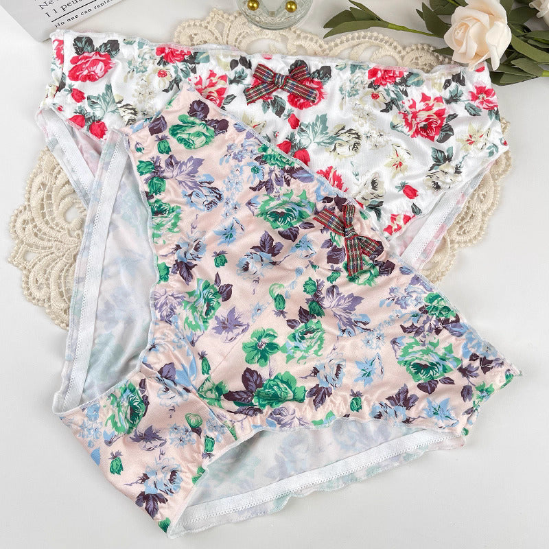 Fancy Floral Satin Lace Men's Panties - FU016